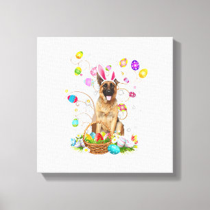 Duitse Herdershond Paaseieren Jachtmand Oost Canvas Afdruk