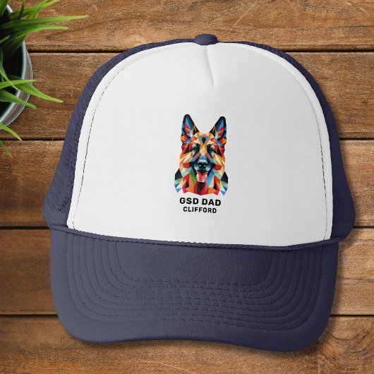 Duitse herdershond papa gepersonaliseerde lage pol trucker pet