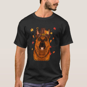 Duitse Herdershond Pelgrim Hoed Herfst Gelukkig Da T-shirt