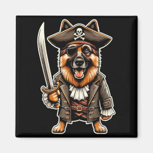 Duitse Herdershond Piraat Hond Halloween Feest Magneet