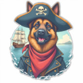 Duitse Herdershond Piraat Kopie Sticker (Voorkant)
