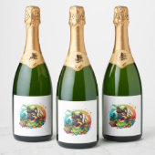 Duitse Herdershond Piraat Sparkling Wijnetiket (Flessen)