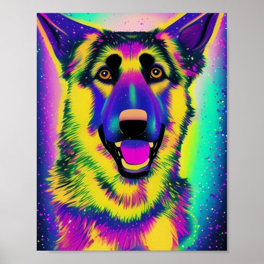 Duitse Herdershond Pop Art Poster (Voorkant)