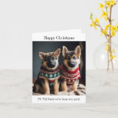 Duitse herdershond Puppies in Kersttruien Kaart (Gele Bloem)