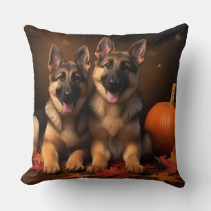 Duitse Herdershond Puppy Autumn Delight Pumpkin Kussen