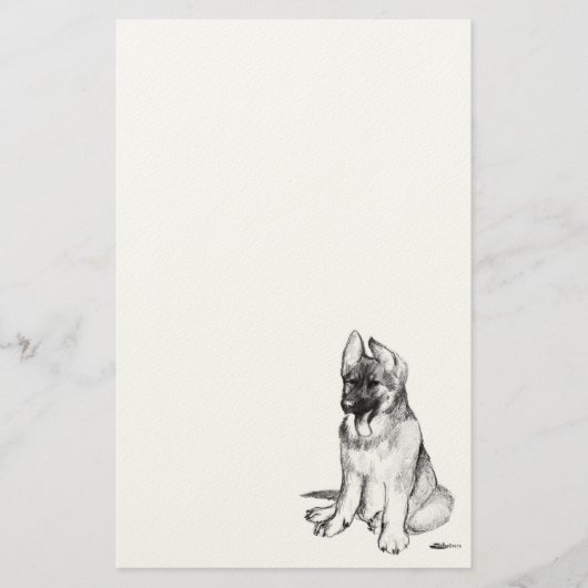 Duitse Herdershond Puppy Briefpapier (Voorkant)