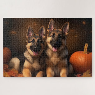 Duitse Herdershond Puppy Herfst Plezier Pompoen Legpuzzel