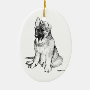 Duitse Herdershond Puppy Keramisch Ornament