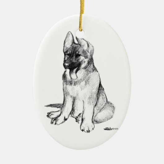 Duitse Herdershond Puppy Keramisch Ornament (Voorkant)