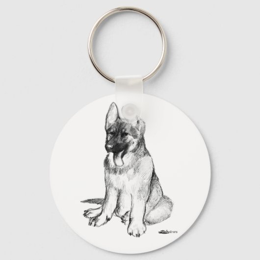Duitse Herdershond Puppy Sleutelhanger (Voorkant)