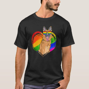 Duitse Herdershond Regenboog Hart Huisdier   Gay P T-shirt
