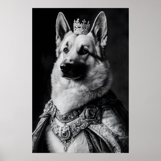 Duitse Herdershond Renaissance Portret, Grappige H Poster (Voorkant)