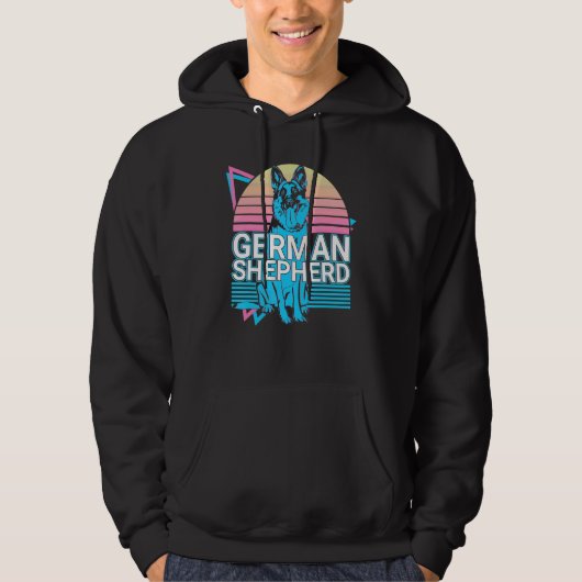 Duitse Herdershond Retro Hoodie (Voorkant)