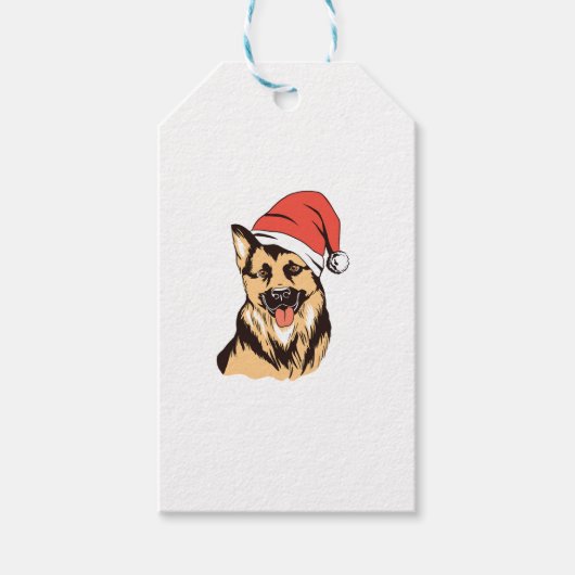 Duitse herdershond Santa Hat - Grappige kerst Cadeaulabel (Voorkant)