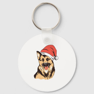 Duitse herdershond Santa Hat - Grappige kerst Sleutelhanger