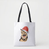 Duitse herdershond Santa Hat - Grappige kerst Tote Bag (Voorkant)