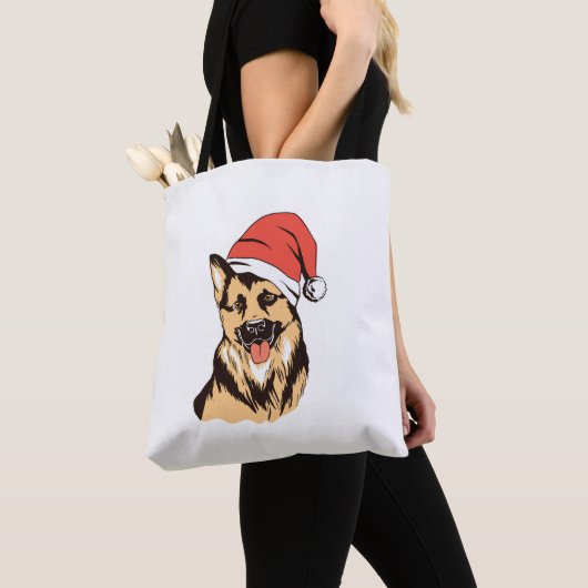 Duitse herdershond Santa Hat - Grappige kerst Tote Bag (Dichtbij)