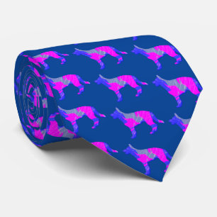 Duitse herdershond Schattige roze silhouet blauw h Stropdas