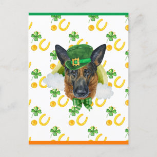 Duitse Herdershond Shamrock St. Patricks Dag Feestdagenkaart