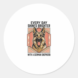 Duitse Herdershond Shirt Vintage Gravure Hond Lief Ronde Sticker