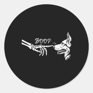 Duitse Herdershond Skelet Hand Boop Halloween Huis Ronde Sticker