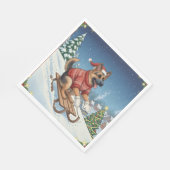 Duitse herdershond sleeën, Kerstnapkins Servet (Hoek)