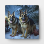 Duitse Herdershond Sneeuw Slede Kerst Decoratie Fotoplaat (Voorkant)