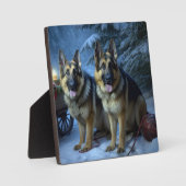 Duitse Herdershond Sneeuw Slede Kerst Decoratie Fotoplaat (Voorkant)