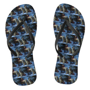 Duitse Herdershond Sneeuw Slede Kerst Decoratie Teenslippers