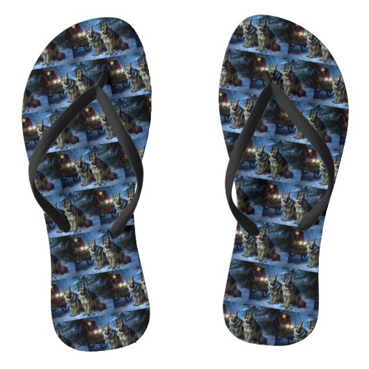 Duitse Herdershond Sneeuw Slede Kerst Decoratie Teenslippers (Voetbed)