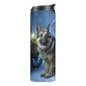 Duitse Herdershond Sneeuw Slede Kerst Decoratie Thermosbeker (Gedraaid links)