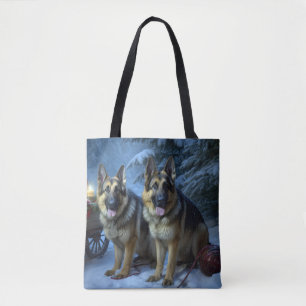 Duitse Herdershond Sneeuw slee Christmas decoratie Tote Bag