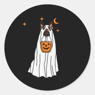 Duitse herdershond spook en pompoen Halloween grie Ronde Sticker