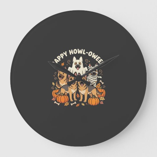 Duitse Herdershond spook Halloween ontwerp_ Grote Klok (Voorkant)
