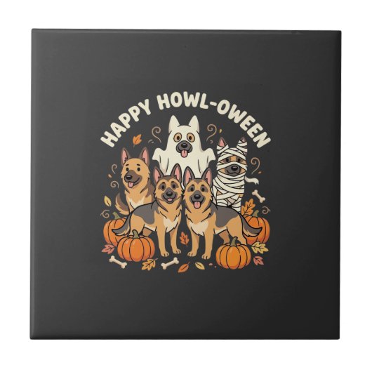 Duitse Herdershond spook Halloween ontwerp_ Tegeltje (Voorkant)