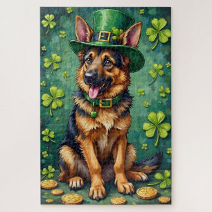 Duitse Herdershond St. Patrick's Day GeluksHond Legpuzzel