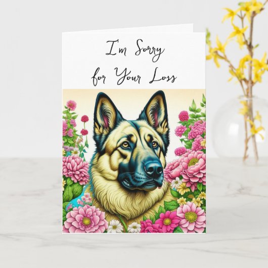 Duitse herdershond | Sympathie voor verlies van hu Kaart (Gele Bloem)