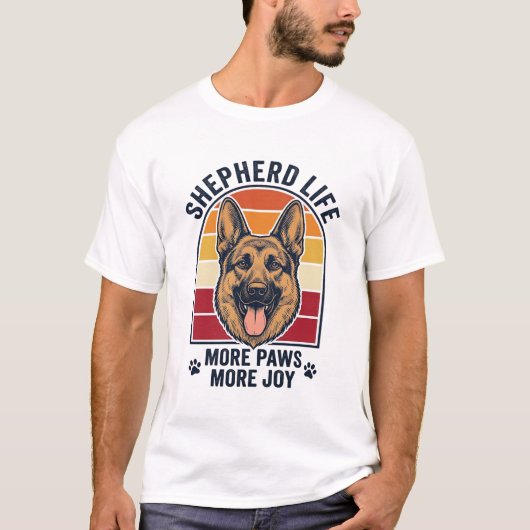 Duitse Herdershond T-shirt Retro Gravure Hond Lief (Voorkant)