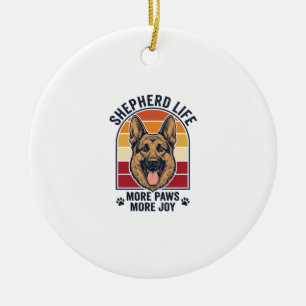 Duitse Herdershond T-shirt Retro Gravure Hond Lief Keramisch Ornament