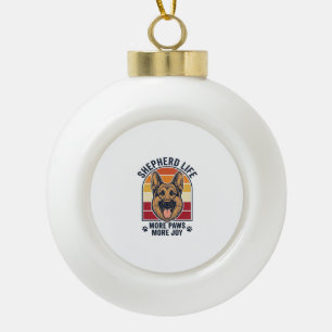 Duitse Herdershond T-shirt Retro Gravure Hond Lief Keramische Bal Ornament