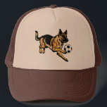 duitse herdershond trucker pet<br><div class="desc">duitse herderhond die voetbal speelt</div>