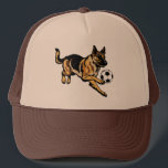 duitse herdershond trucker pet<br><div class="desc">duitse herderhond die voetbal speelt</div>