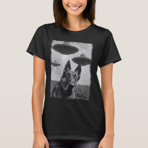 Duitse herdershond UFO buitenaards wezen T-shirt