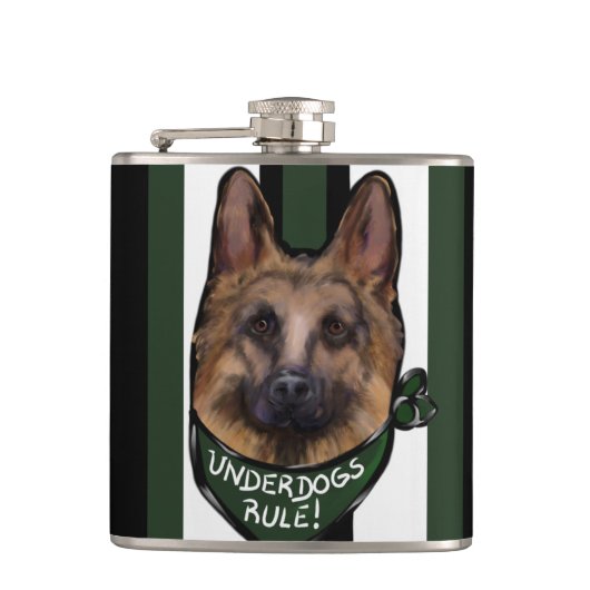 Duitse Herdershond Underdog Heupfles (Voorkant)