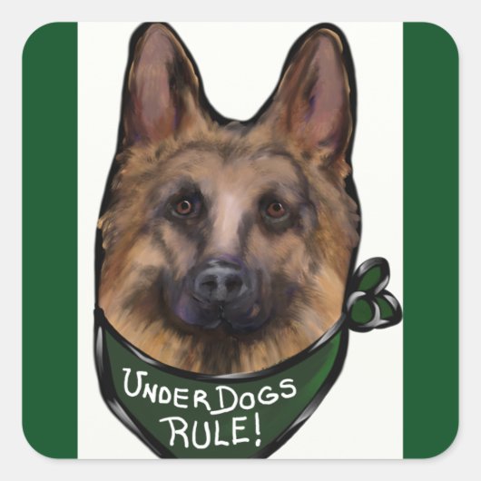 Duitse Herdershond Underdog Vierkante Sticker (Voorkant)