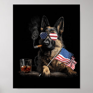 Duitse Herdershond Vader Patriottische Amerikaanse Poster