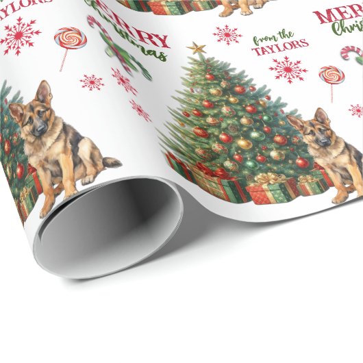 Duitse herdershond vakantiestamboom cadeaupapier (Rol Hoek)