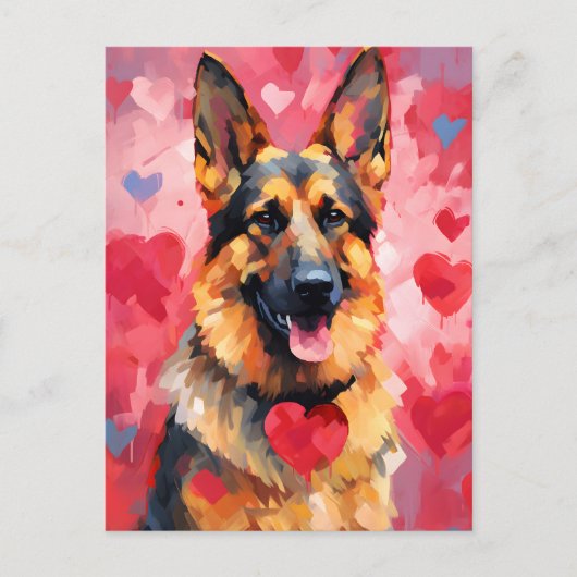 Duitse Herdershond Valentijnsdag Briefkaart (Voorkant)