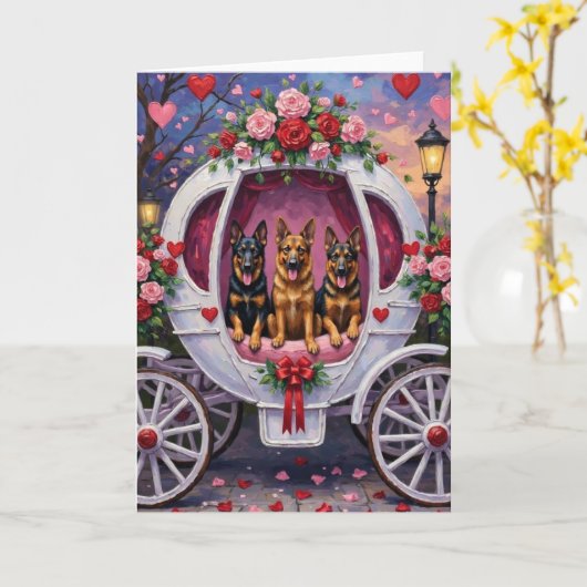 Duitse Herdershond Valentijnsdag Kaart (Gele Bloem)