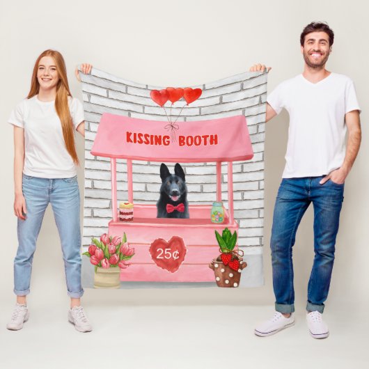 Duitse Herdershond Valentijnsdag Kusstand Fleece Deken (In situ)